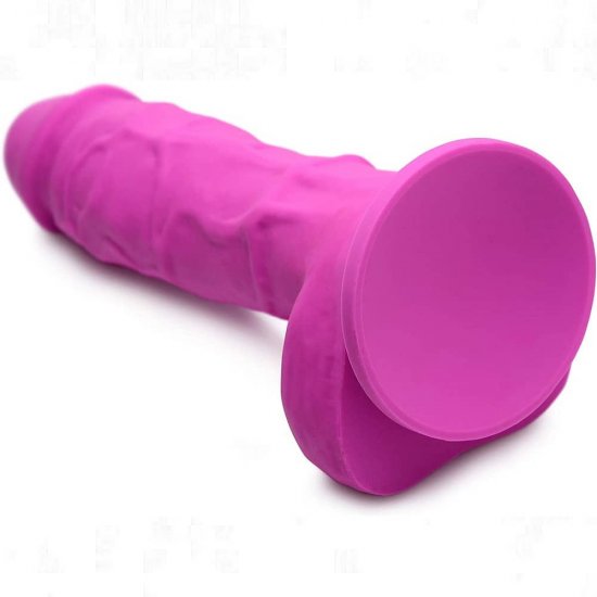 Strap U Power Pecker 7 inch Silicone Dildo with Balls In Pink