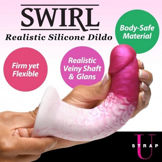Strap U Real Swirl Realistic Silicone Dildo In Pink