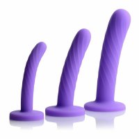 Strap U Tri-Play 3 Piece Silicone Dildo Set In Purple
