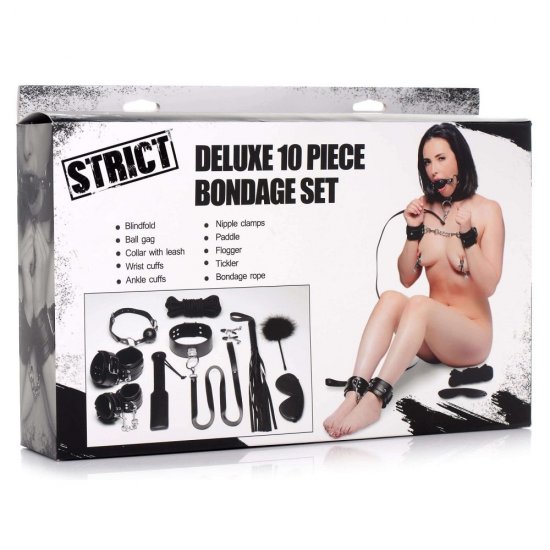 Strict Deluxe 10 Piece Bondage Set In Black
