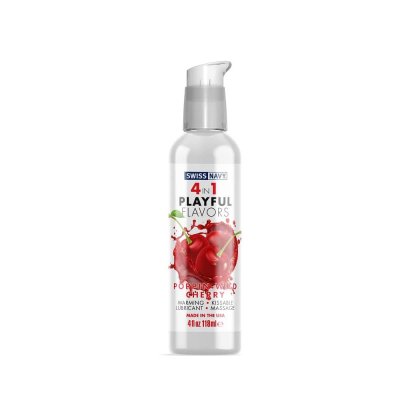 Swiss Navy 4 in 1 Playful Flavors Lube In Poppin Wild Cherry 4Oz