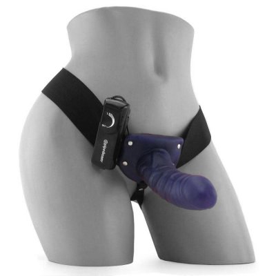 Fetish Fantasy For Him or Her Vibrating Hollow Strap-On Purple