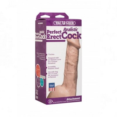 Vac-U-Lock 7 inch Realistic Perfect Erect Cock In Vanilla