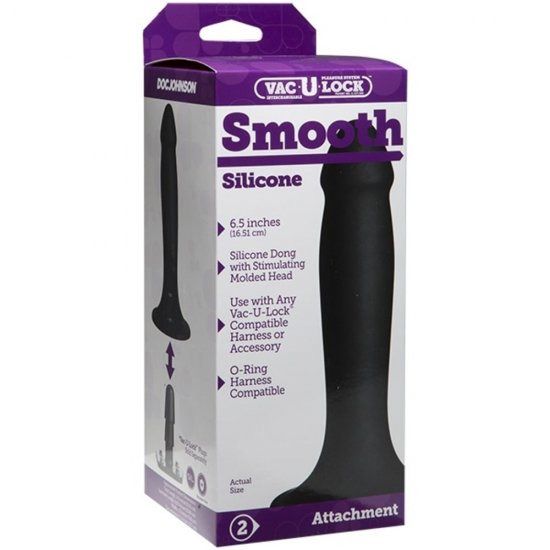 Vac-U-Lock Smooth Silicone 6.5 inch Dildo In Black