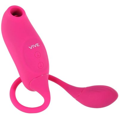 Vive Quino Double Action Air Wave Stimulator & Egg Vibe In Pink
