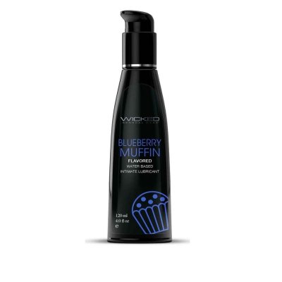 Wicked Aqua Flavored Water Based Lubricant Blueberry Muffin 4 Oz